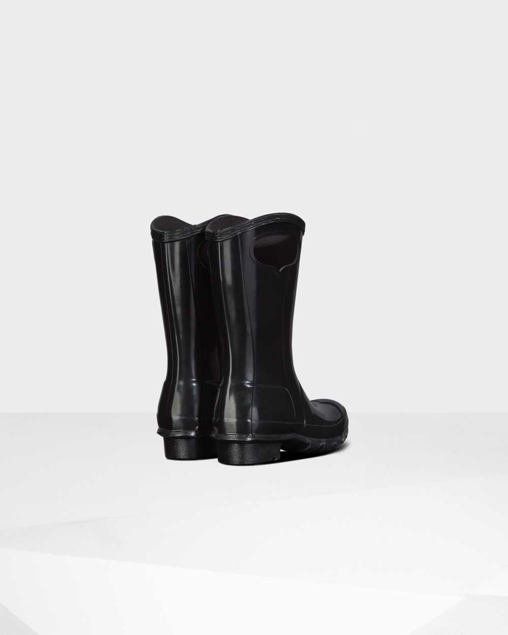 Hunter Original Big Grab Handle Gloss Kids Rain Boots NZ-99958U Black